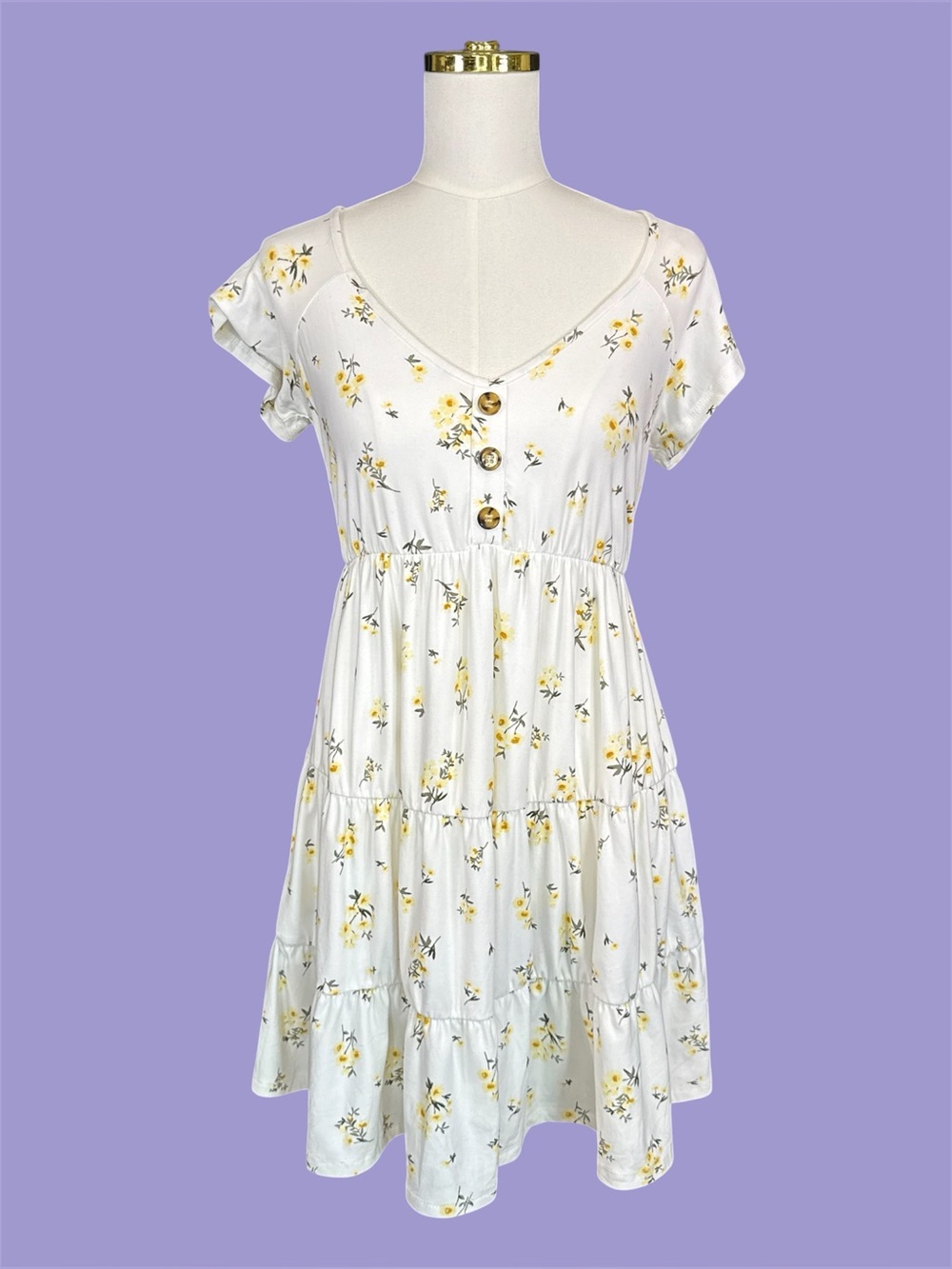 90s Inspired Romantic Cottagecore Fairycore Babydoll Floral Mini Dress